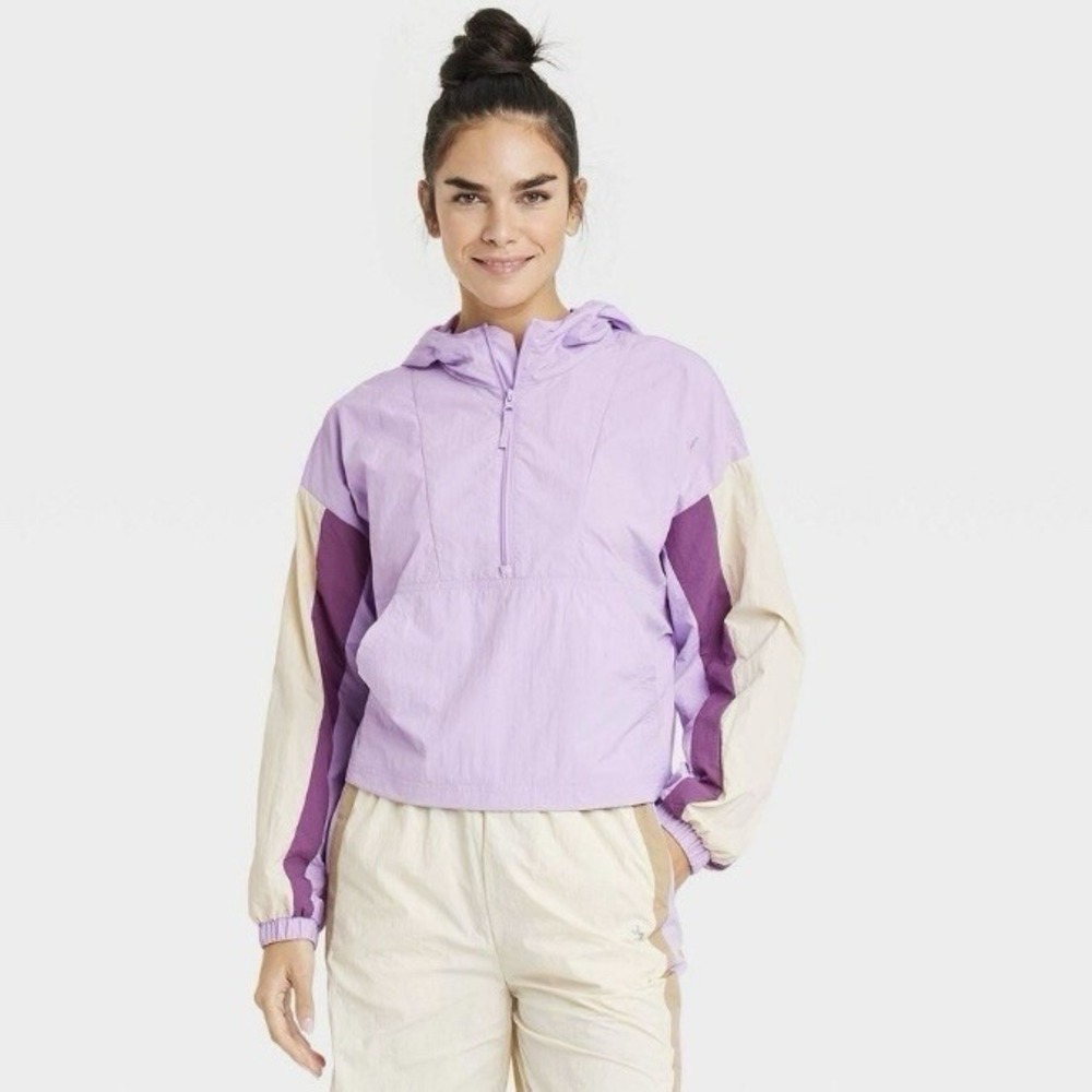Joylab Women's Pullover Winter Hooded Windbreaker Jacket Light Purple Size Large